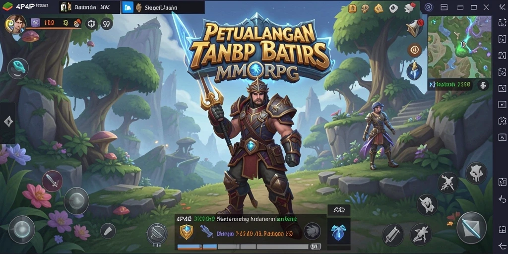 Screenshot gameplay 4P4P menampilkan pertarungan epik antar pemain.