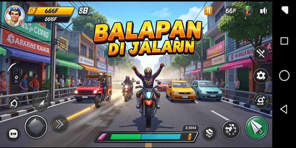 Tampilan gameplay seru dari balapan mobil di 666F.