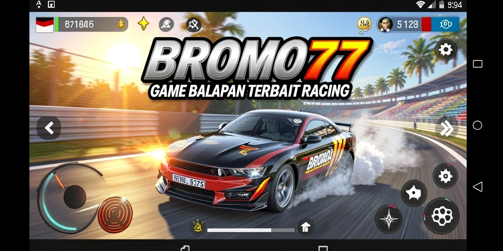 Gameplay BROMO77 yang mendebarkan saat balapan di lintasan.