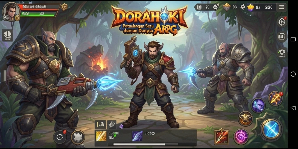 Tangkapan layar DORAHOKI menampilkan aksi pertarungan yang mendebarkan.