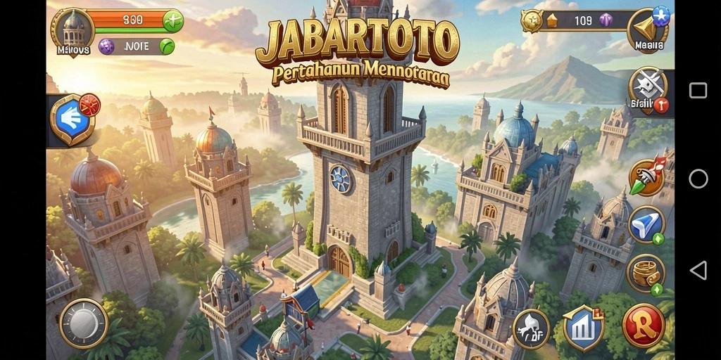 Tampilan gameplay <strong>JABARTOTO</strong> dalam aksi menara pertahanan yang strategis.