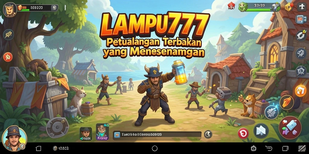 Tangkapan layar utama dari gameplay LAMPU777 yang menampilkan eksplorasi dunia terbuka.