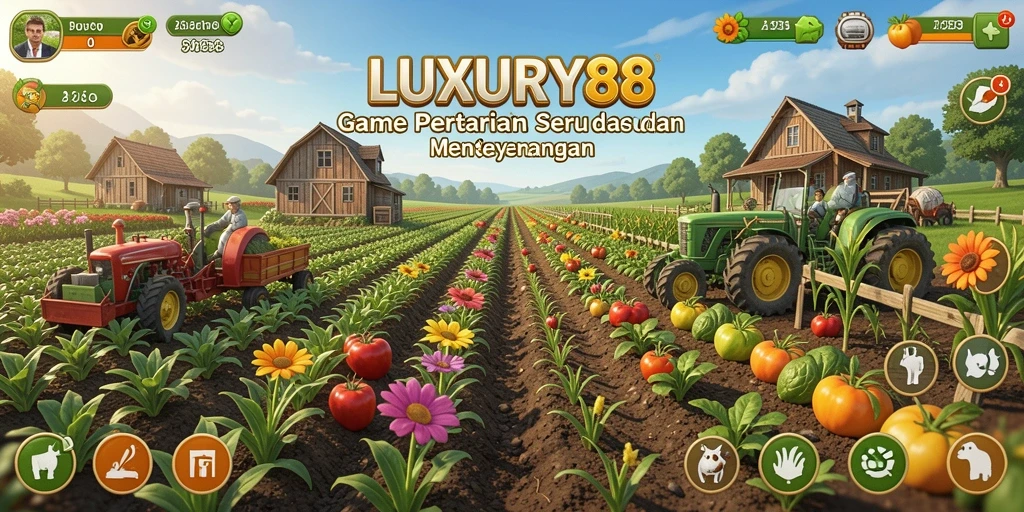 Screenshot gameplay menunjukkan aktivitas bertani di LUXURY88 yang seru.