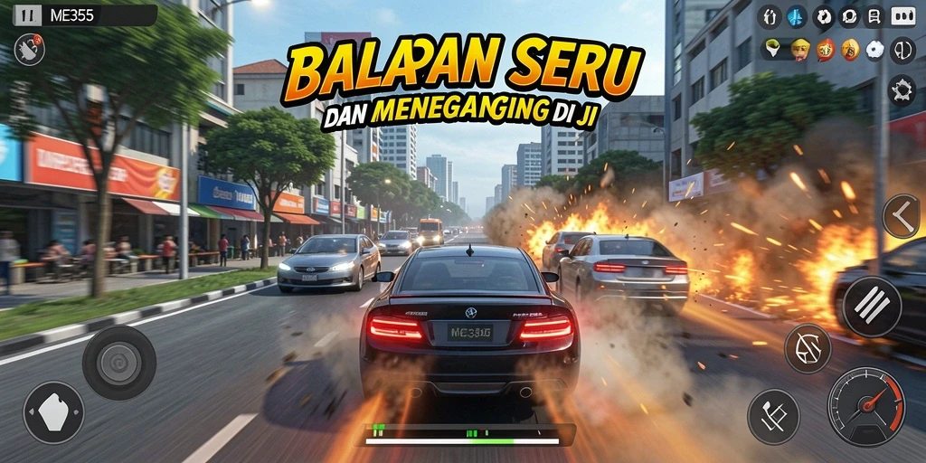 Tampilan gameplay balapan yang mendebarkan di ME355.