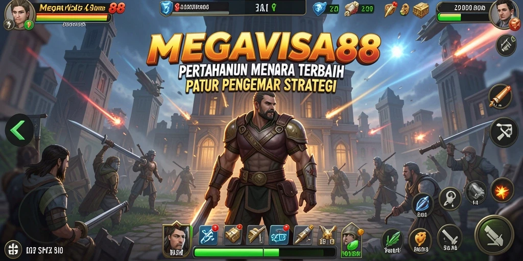 Tampilan gameplay MEGAVISA88 yang menarik dalam pertahanan menara.