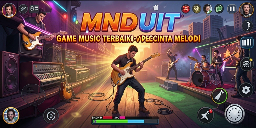 Tampilan gameplay MNDUIT dengan beragam lagu menarik.