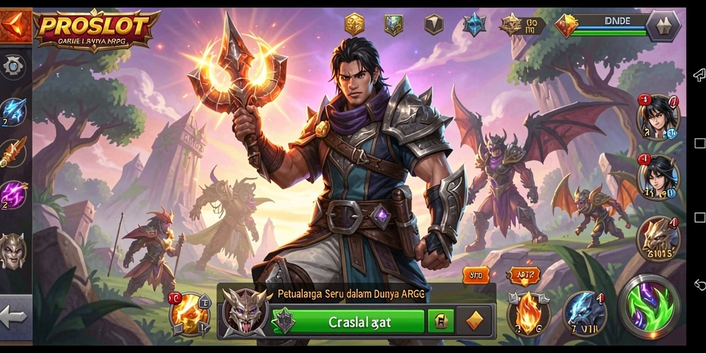 Screenshot PROSLOT menampilkan aksi seru dalam pertarungan ARPG.