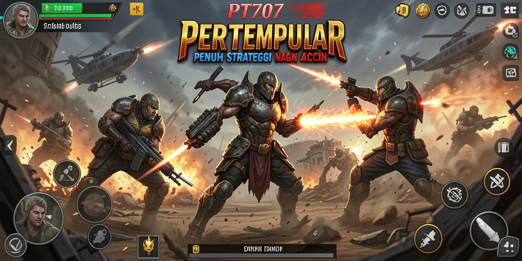 Screenshot PT707 menunjukkan aksi pertempuran yang mendebarkan di medan perang.