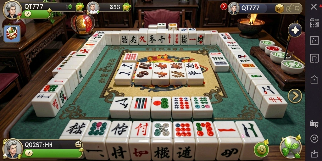 Screenshot QT777 menampilkan gameplay Mahjong yang menarik dan berwarna-warni.
