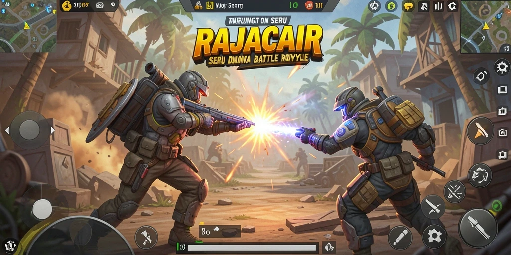 Tampilan seru gameplay RAJACAIR dengan pertarungan intense.