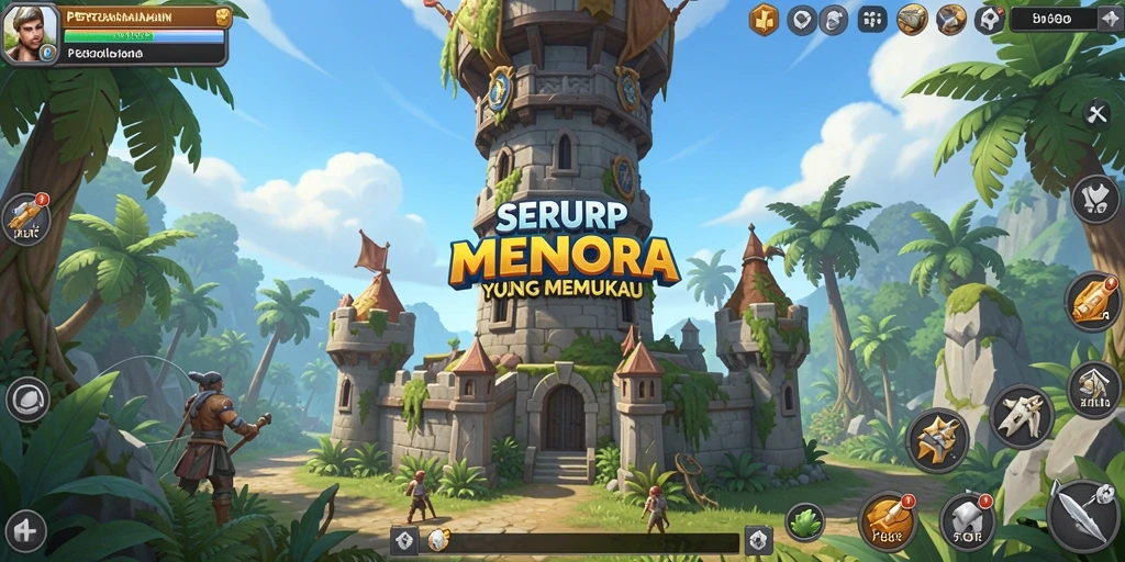 Tampilan menakjubkan gameplay SERURP dalam pertempuran Tower Defense.